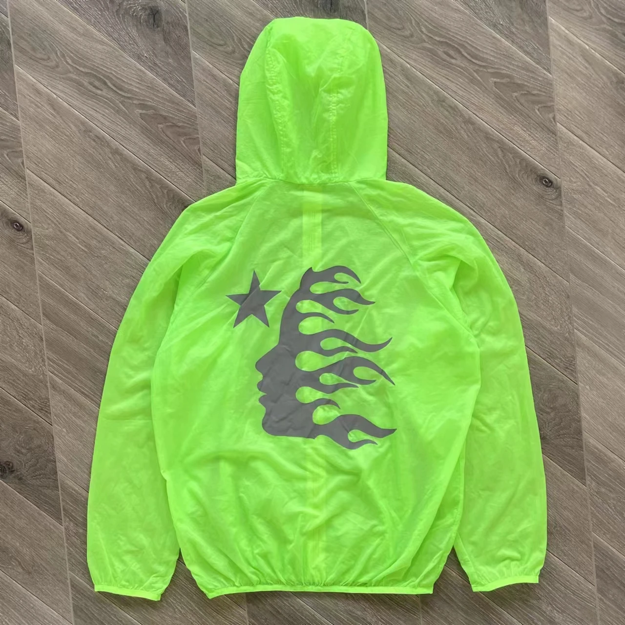 3M Reflective Design Hellstar Sun Proof Jacket Ultra Light Classic Flame Logo Print UV Sun Protetion Jacket Zip Jacket Men Women