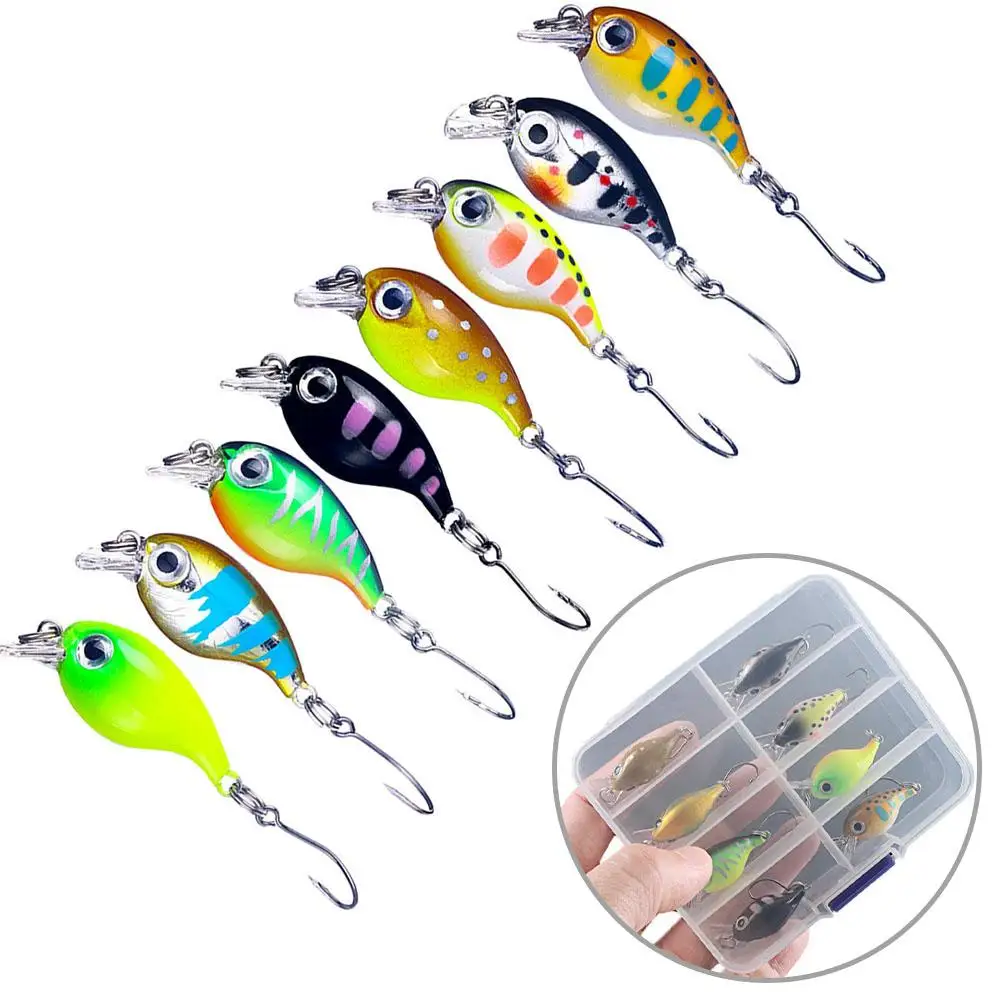 

2.1g/3.6cm Fishing Bait Set Mini Wobbler With Single Hook High Strength 3d Eyes Hard Bait Fishing Supplies