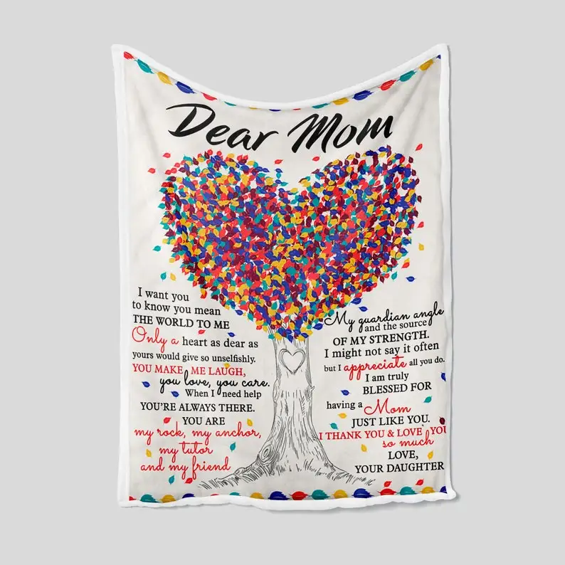 

Dear Mom Blanket, Personalized Name Blanket, Mom And Daughter Blanket, Family Throw Blanket, Blankets For Girls,