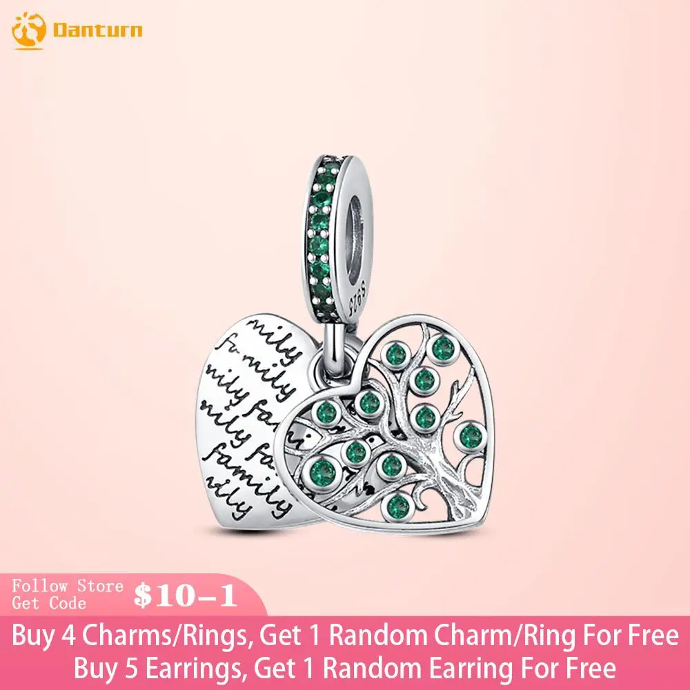 

Danturn 925 Sterling Silver Beads Tree Of Life Pavé Heart Charm fit Original Pandora Bracelets Fashion Fine Jewelry Gift