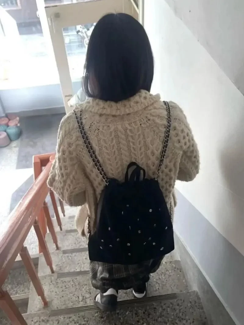 Y2k Бисероплетение на шнурке Mochila Chain Mochilas Mujer Школьная сумка Маленький аромат