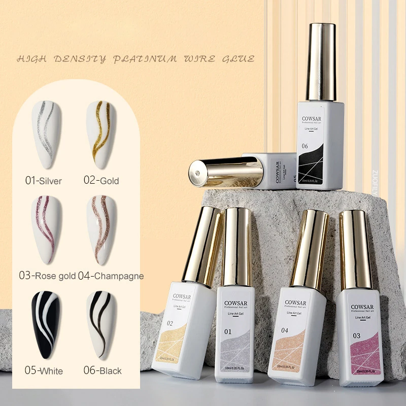 

10ml Line Art Gel Drawing Line Paint Gel 6 Color Glitter DIY Semi-permanent Nail Art Design Painting Gel Varnish Nail Polish
