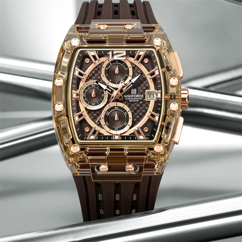 Фото Мужские спортивные часы Naviforce 7105 Fashion Chronograph Multifunction, водонепроницаемые 5ATM, с силиконовым ремешком. №3
