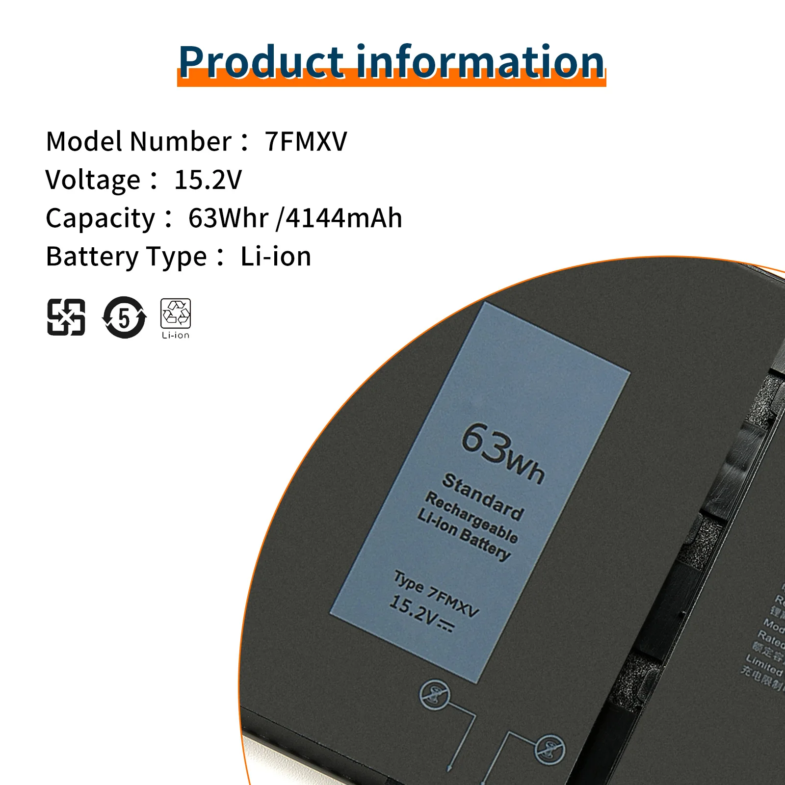 7FMXV 4-элементный аккумулятор для ноутбука 63 Втч Dell Latitude 5320 7320 7420 7520 2-в-1/7320 2-в-1/7420