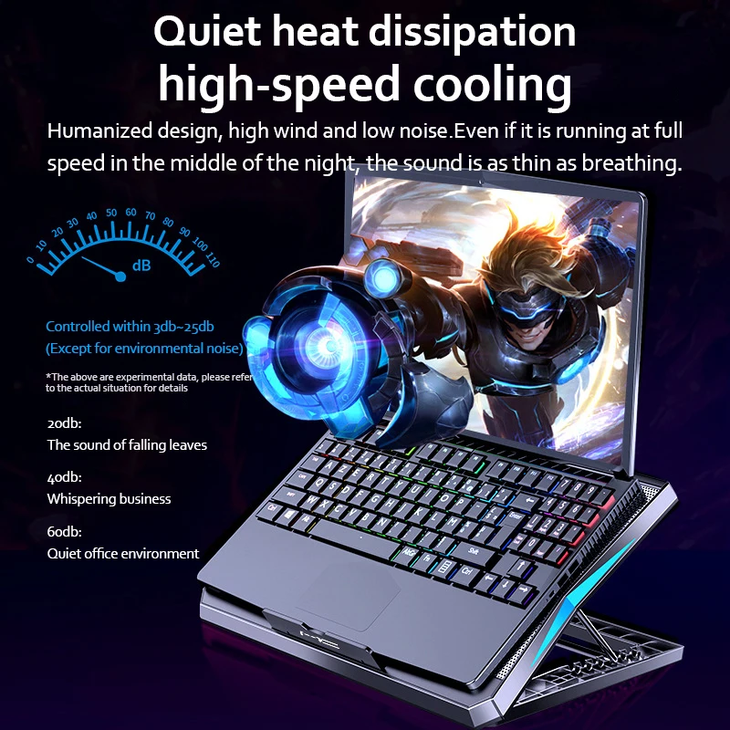 Охлаждающая подставка для ноутбука радиатор с регулируемой высотой 10-18 дюймов 2