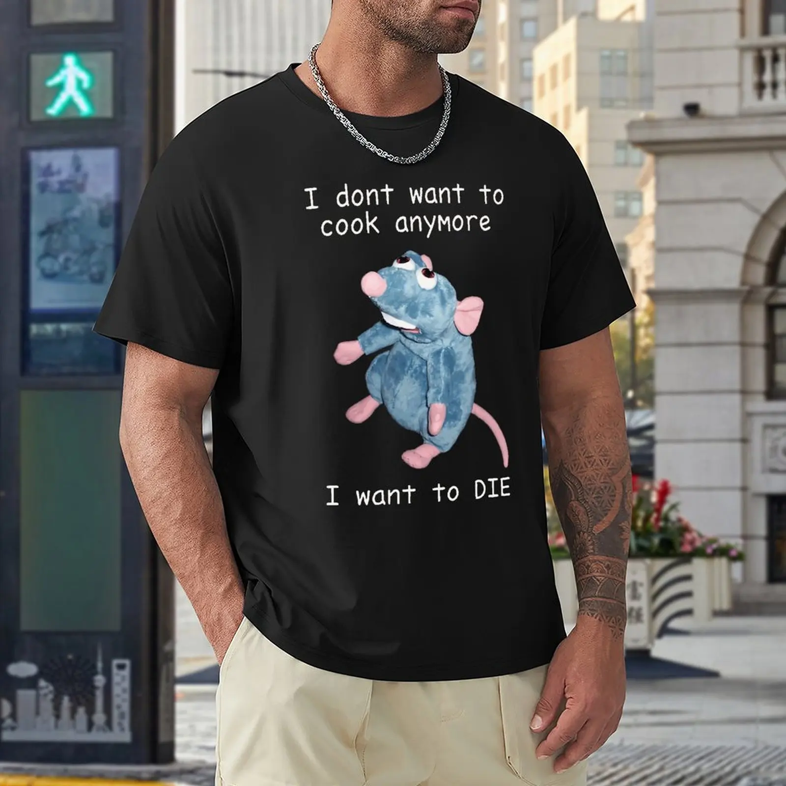 

I Dont Want To Cook Anymore I Dont Want To Die Cute Mouse T Shirts Men Shirt Fashion Clothes Graphics Sweatshirt 100% Cotton TS