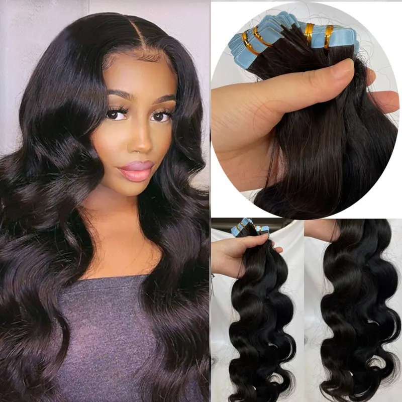 40pc Human Hair Extension Skin Weft Glue In Remy Hair Adhensive Rooted Tape In Strong Double Sided Tape On Hair Piece For Women