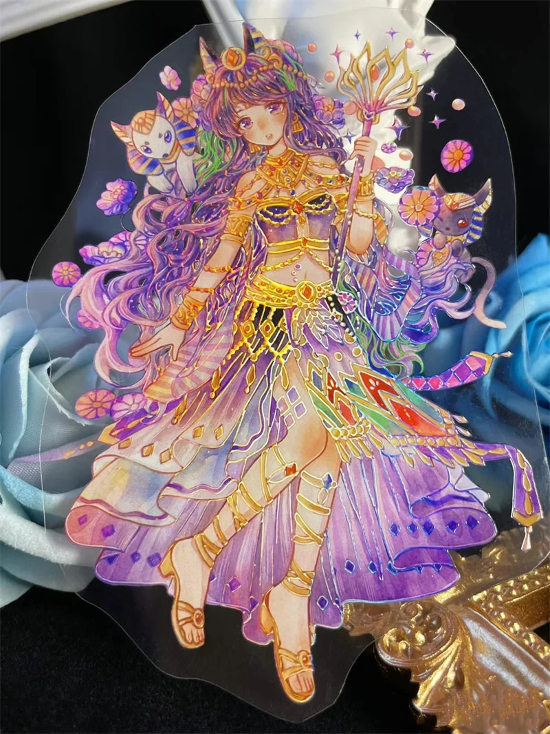 

1 петля загадочная египетская девушка история блестящая Радуга золото Домашние животные DIY Изготовление карт Скрапбукинг Декор Наклейка дл...