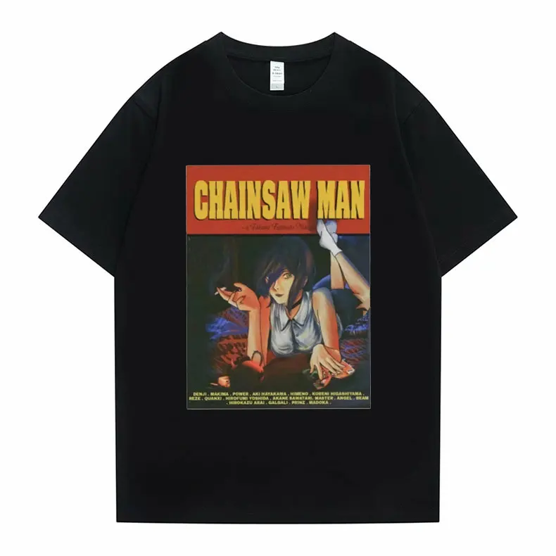 

Anime Tees Chainsaw Man Makima Graphic Print Tshirt Cosplay Unisex Summer T-shirts Men Women Casual Loose 100% Cotton T Shirt
