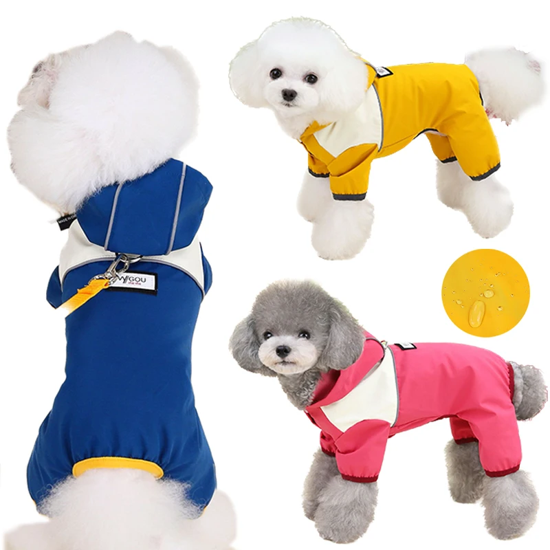 Waterproof Hoodie Coat For Small Medium Dogs Cats Jacket Reflective Strip Dog Rain Clothes Chihuahua Pug Outfits