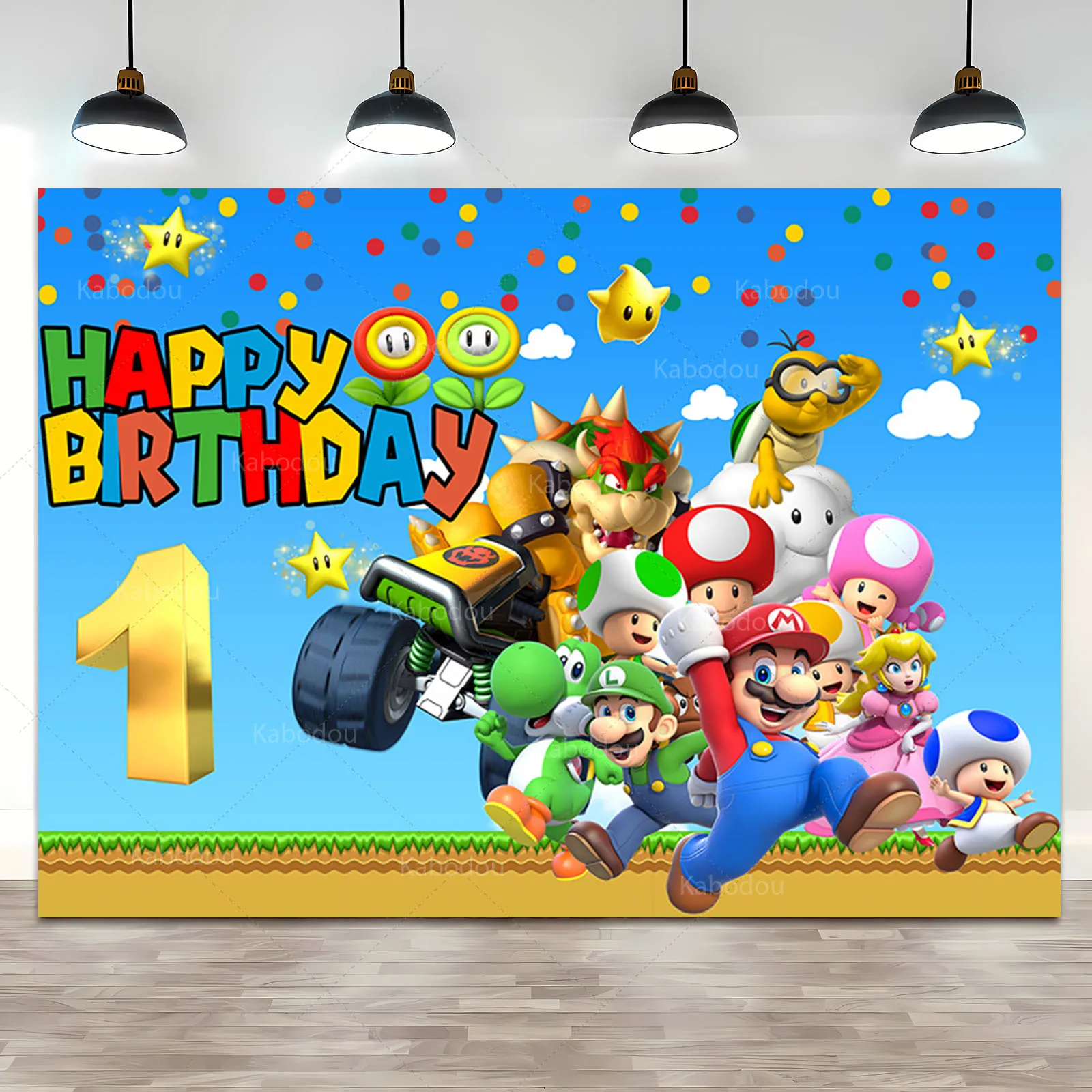 

Super Mario Bros Backdrop Kids Boy 1st 2nd Party Birthday Marios Brothers Theme Baby Shower Background Banner Props Photo Studio