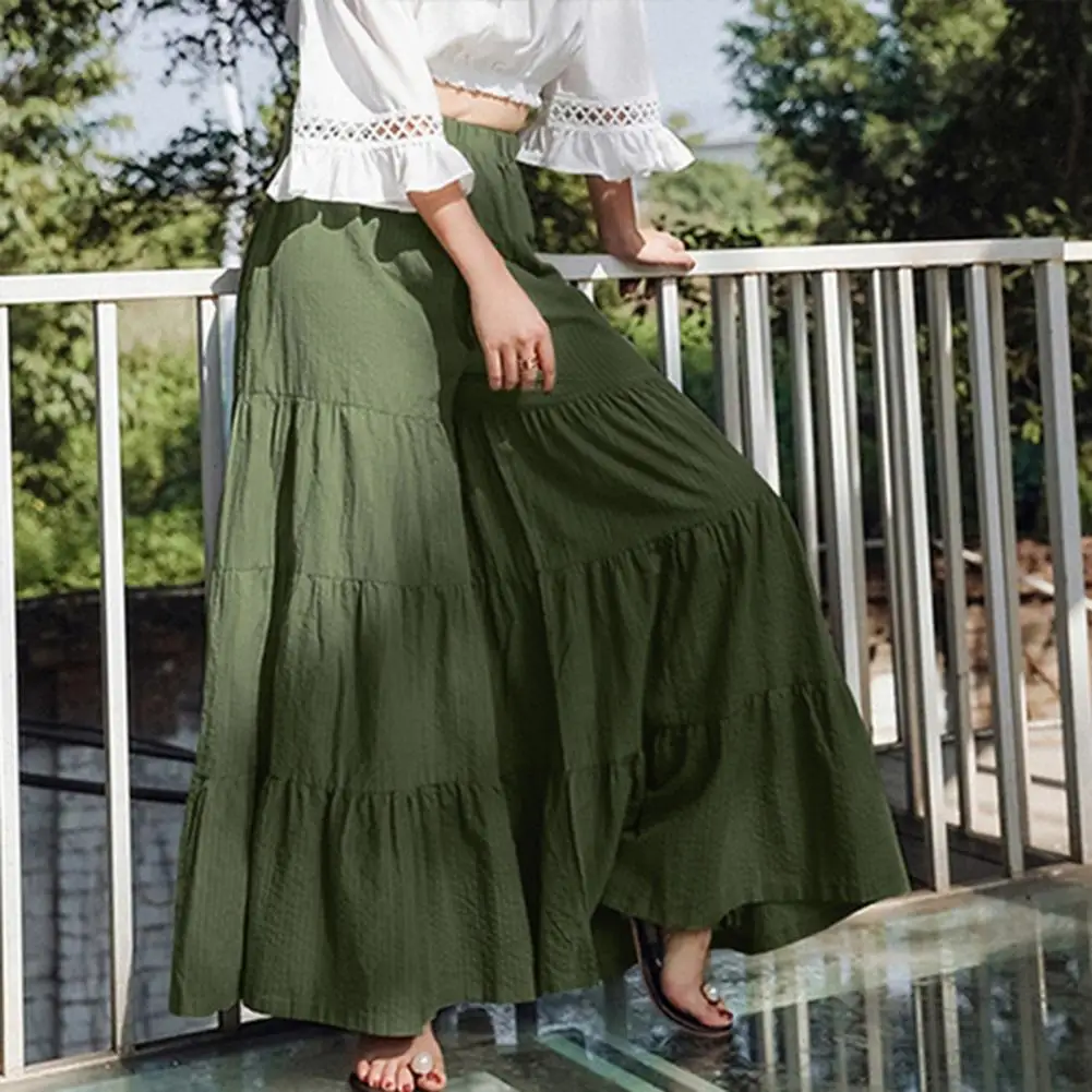 Stylish Women Trousers Skirt Washable Colorful Women Wide Leg Trousers Layered Skirt  Sliced Craft Trousers Skirt for Beach