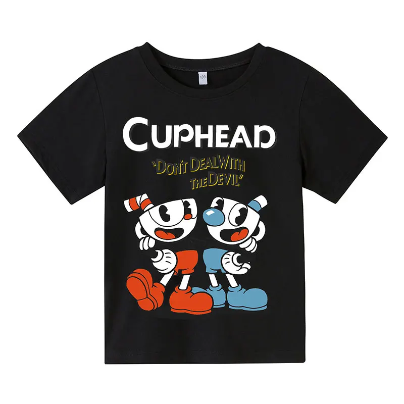 

2022 Summer T-Shirt Girls boys cute cuphead Cartoon Print kids Clothes Fashion Harajuku Children'S Clothing T Shirt