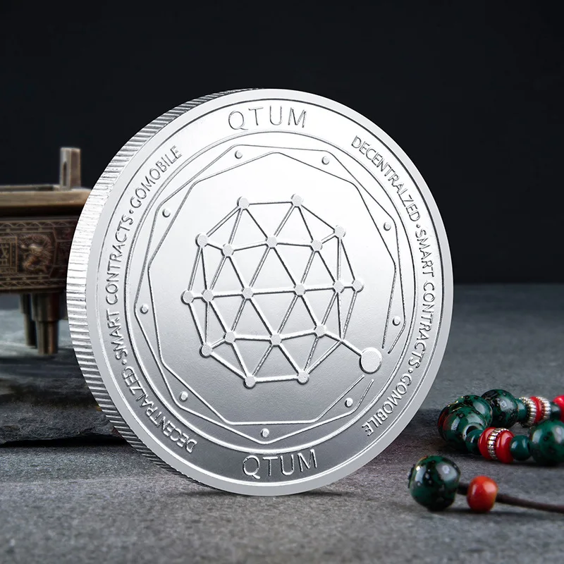 

Креативная коллекция монет QTUM, Посеребренная монета Qtum с пластиковым чехлом, памятная монета из физического металла, сувенир, подарок