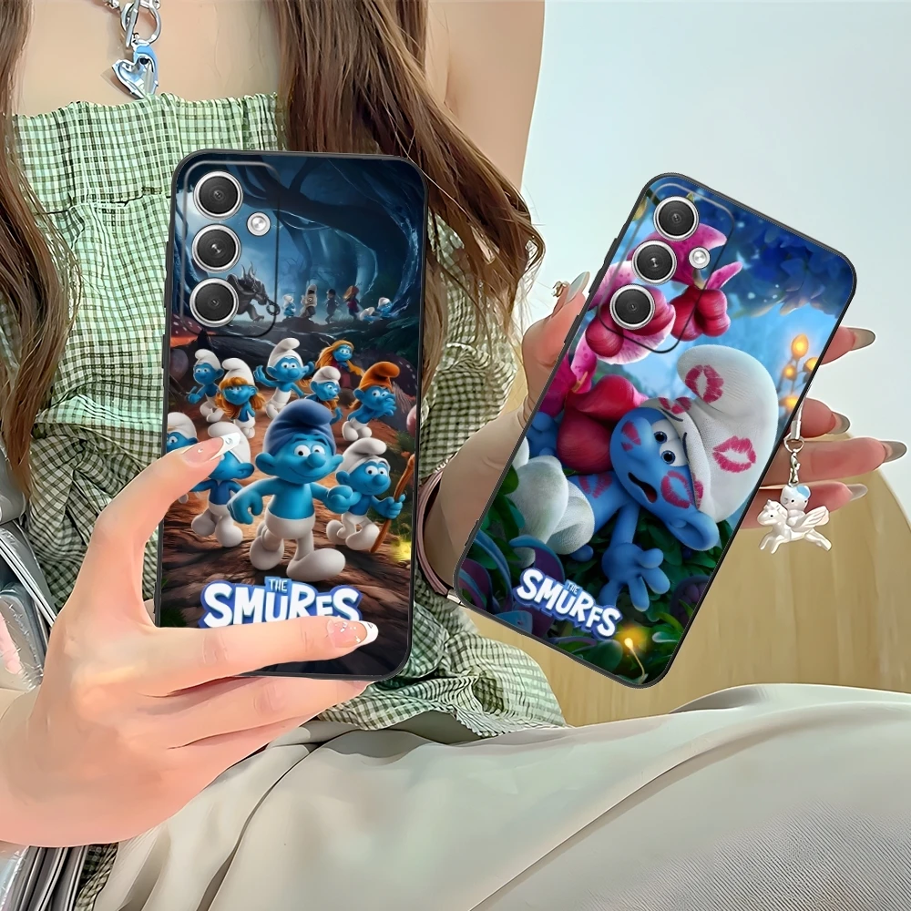 Smurfs Smurfette Smart Mobile Cell Phone Case for Samsung M55 35 15 54 34 14 33 23 13 42 32 22 F55 12 5G Black Cover Shell