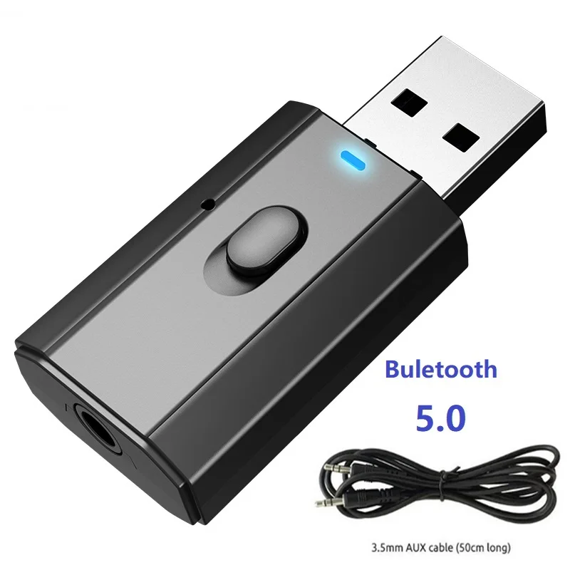 

YP USB Wireless Bluetooth5.0 Adapter Transmitter Receiver Music Audio Hands-free 3.5mm AUX Adaptador for PC TV Car