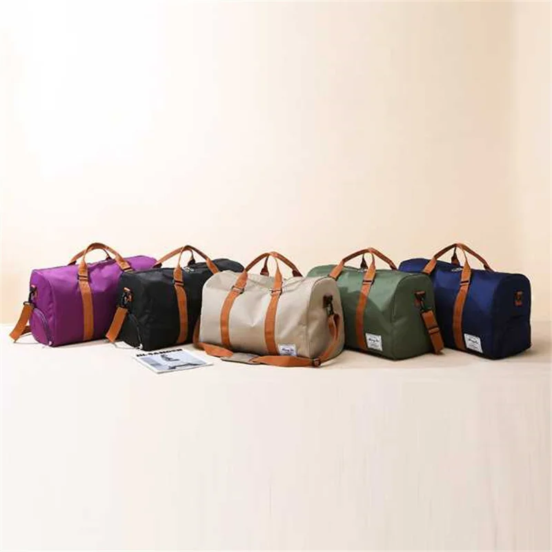 Outdoor Waterproof Nylon Sports Gym Bags Men Women Training Fitness Travel Handbag Yoga Mat Sport Bag With Shoes Compartment