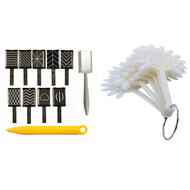 

11Pcs Nail Art Tool Magnet Pen With Acrylic UV False Nail Art Design Tips Polish Display Practice Wheel, 120 Tips