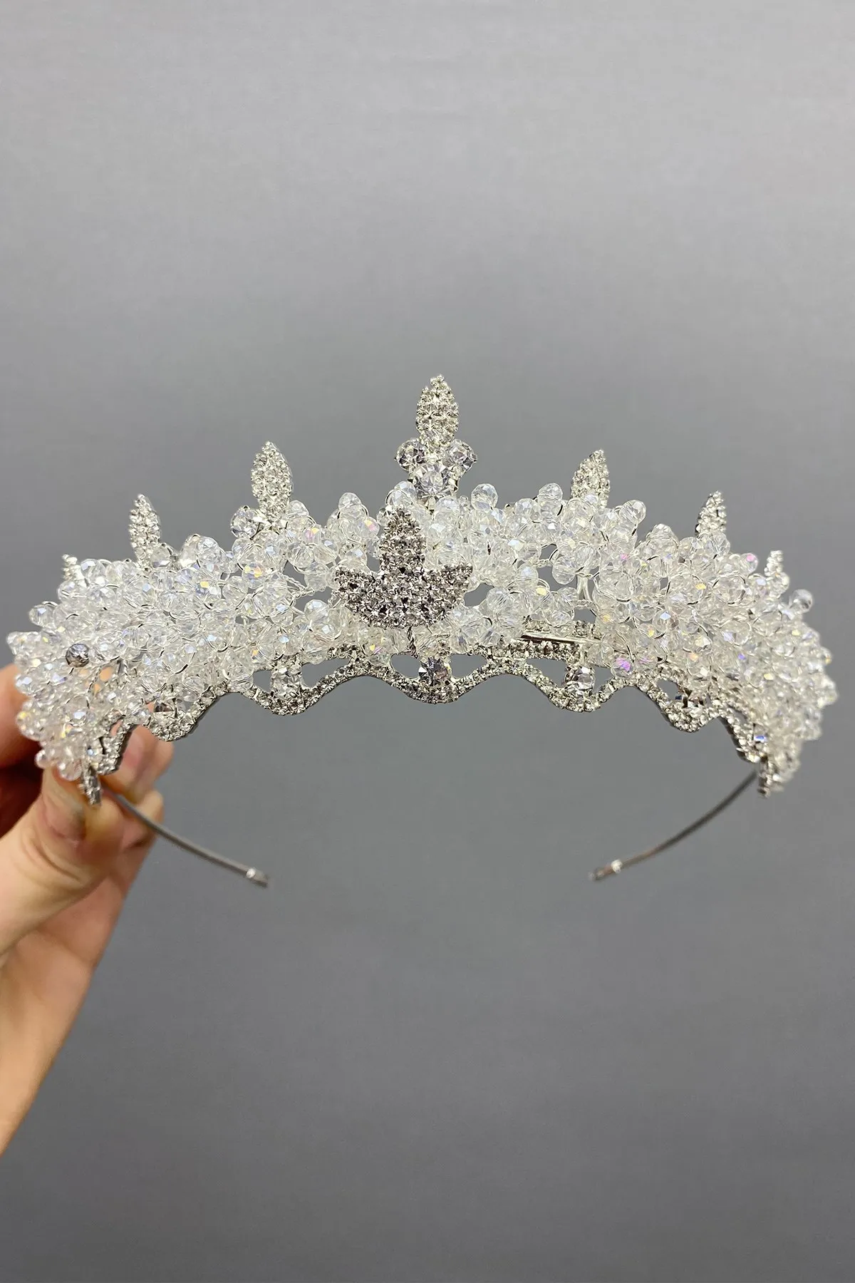 

Crystal Beaded Almond Stone Bridal Crown