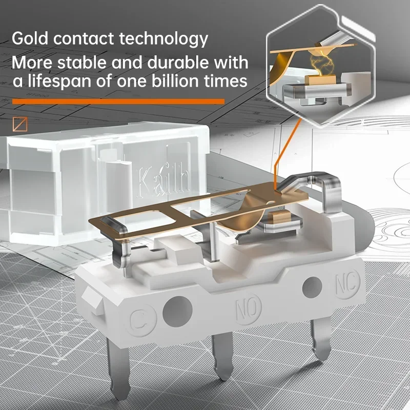 100-10 шт. Kailh белый клик микро переключатель 100 миллиона кликов мышь для