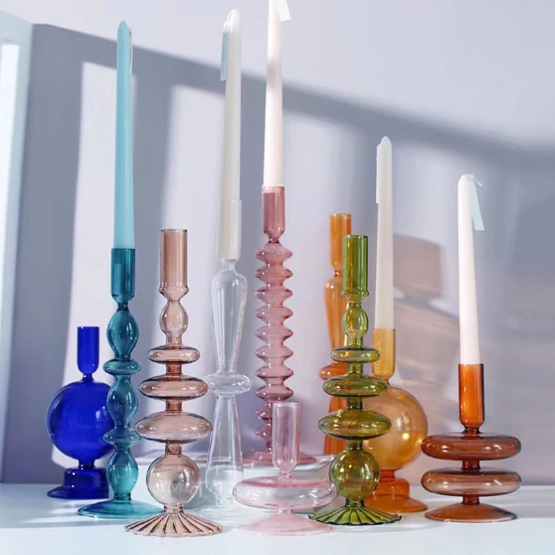 

Glass Candle Holders Room Home Decor Living Romantic Candlestick Holder Wedding Birthday Dinner Decoration Vintage