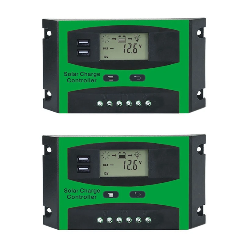 

New-2X 30A 12V 24V Solar Controller LCD Function Dual USB 5VDC Output Solar Cells Panel Battery Charge Regulator