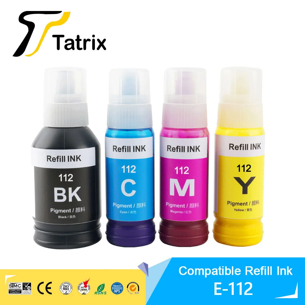 Tatrix 112 Premium Color Compatible Bulk Bottle Water Based Refill Ink for Epson EcoTank L6550/L6570/ L6580/L11160/ L15150/15160