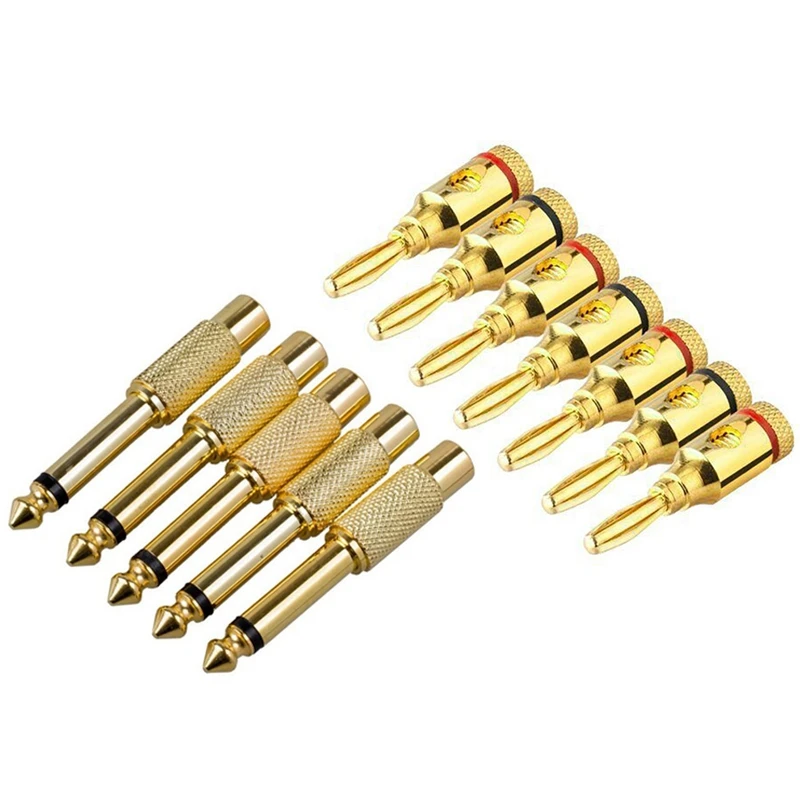 

BEAU-5X Gold Plated 6.35Mm 1/4 Inch Male Mono Plug To RCA Female 6.5Mm Jack Audio Stereo Adapter Connector Plug TS Converter Sou