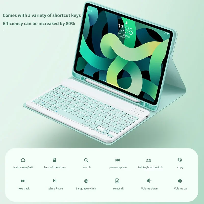 Новый комплект беспроводной Bluetooth-клавиатуры и мыши для Ipad 9 7 10 2 Air 3 5 4 кожаный