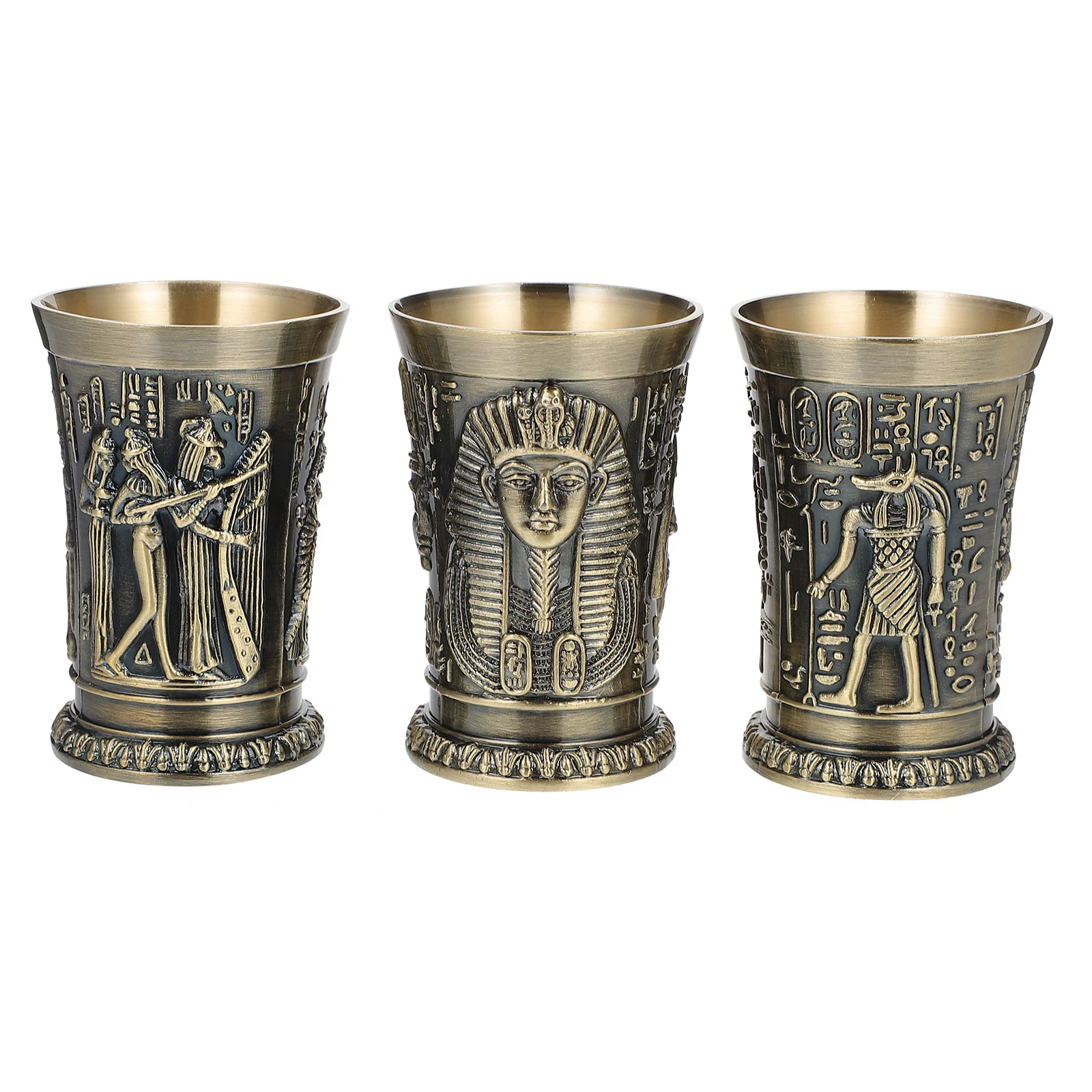 

3 Pcs Cocktail Glass Vintage Decor - Metal Cocktail Cup Cup Decorate Tumbler Shot Glass Zinc Alloy Vintage Cup