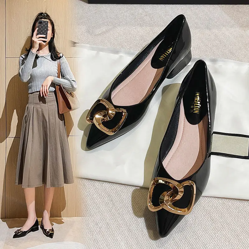 

Patent leather Pumps for Women Shoes sexy high heels Fashion pointed toe soft leather medium heel ladies dress shoes 2023 new
