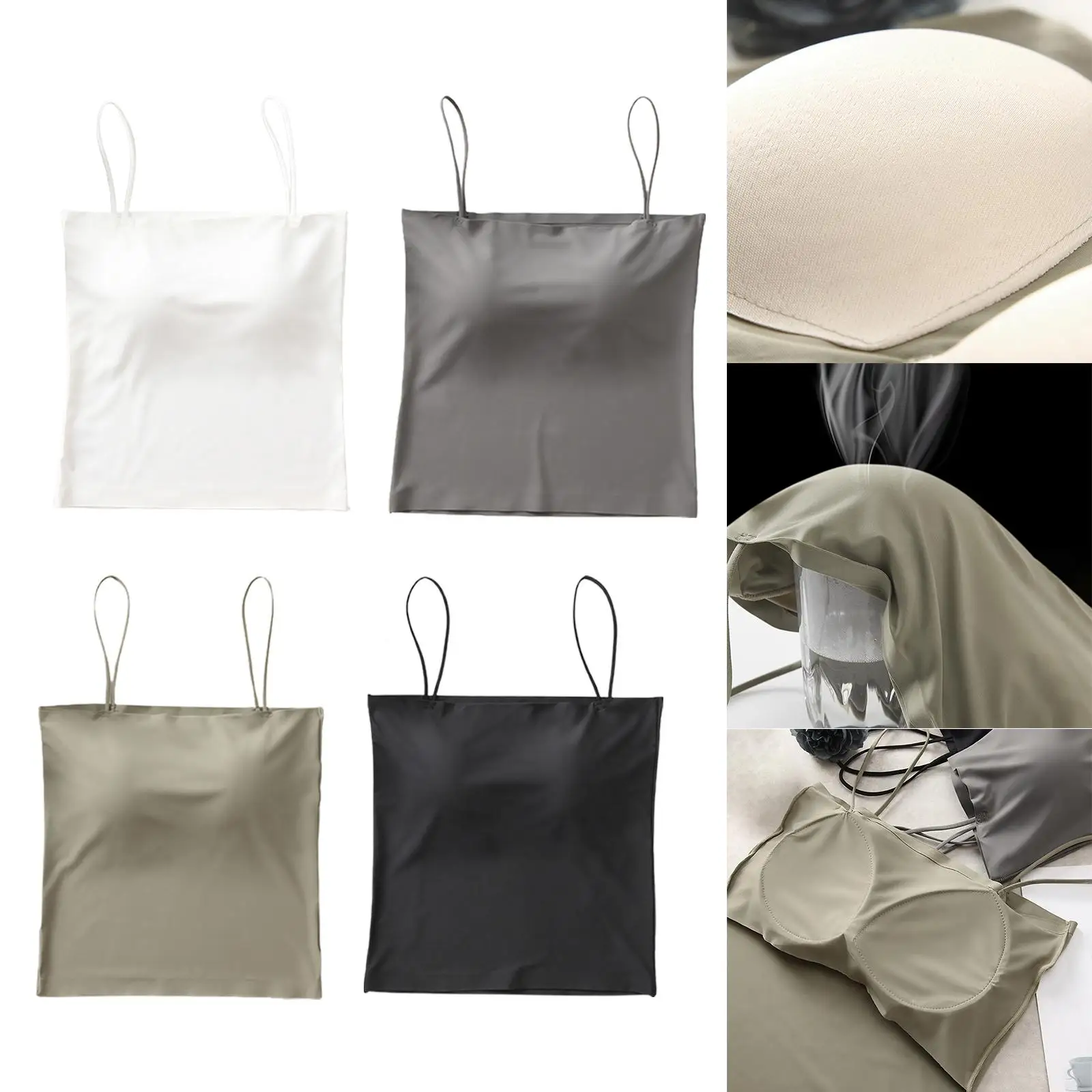 

Girls Underwear One-piece Tube Top Sling Spaghetti Strap Tank Top Seamless Ice Silk Wrap Chest Vest Bra Women