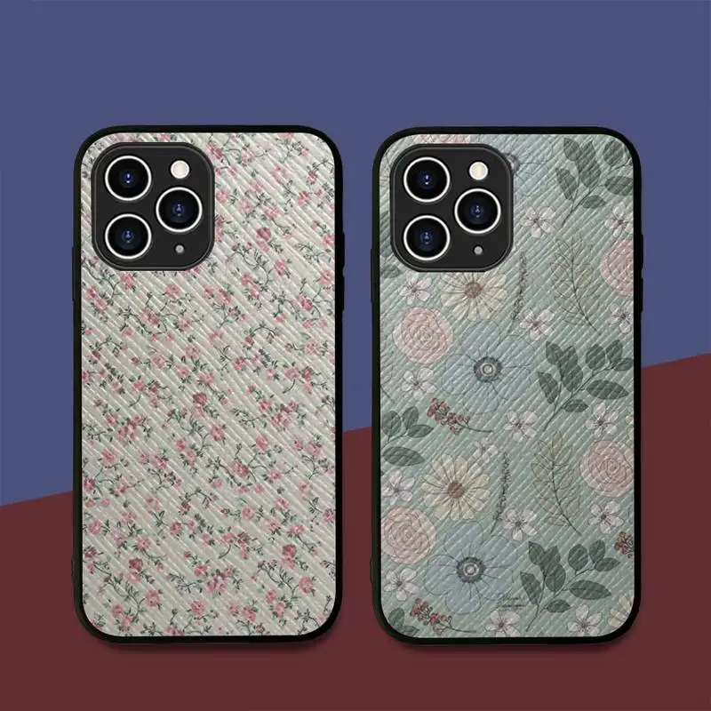 

TOPLBPCS Flower Phone Case Hard Leather Case for iPhone 11 12 13 Mini Pro Max 8 7 Plus SE 2020 X XR XS Coque