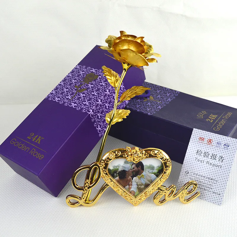 

Wedding Gifts for Guests Valentine's Day Gifts for Girlfriend Mother's Day Gift Photo Frame Foil Plated Roses Bridesmaid Gifts