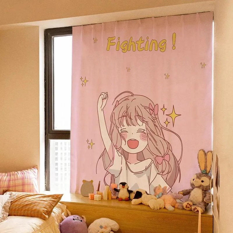 Симпатичные занавески на липучке для гостиной общежития Простые короткие шторы