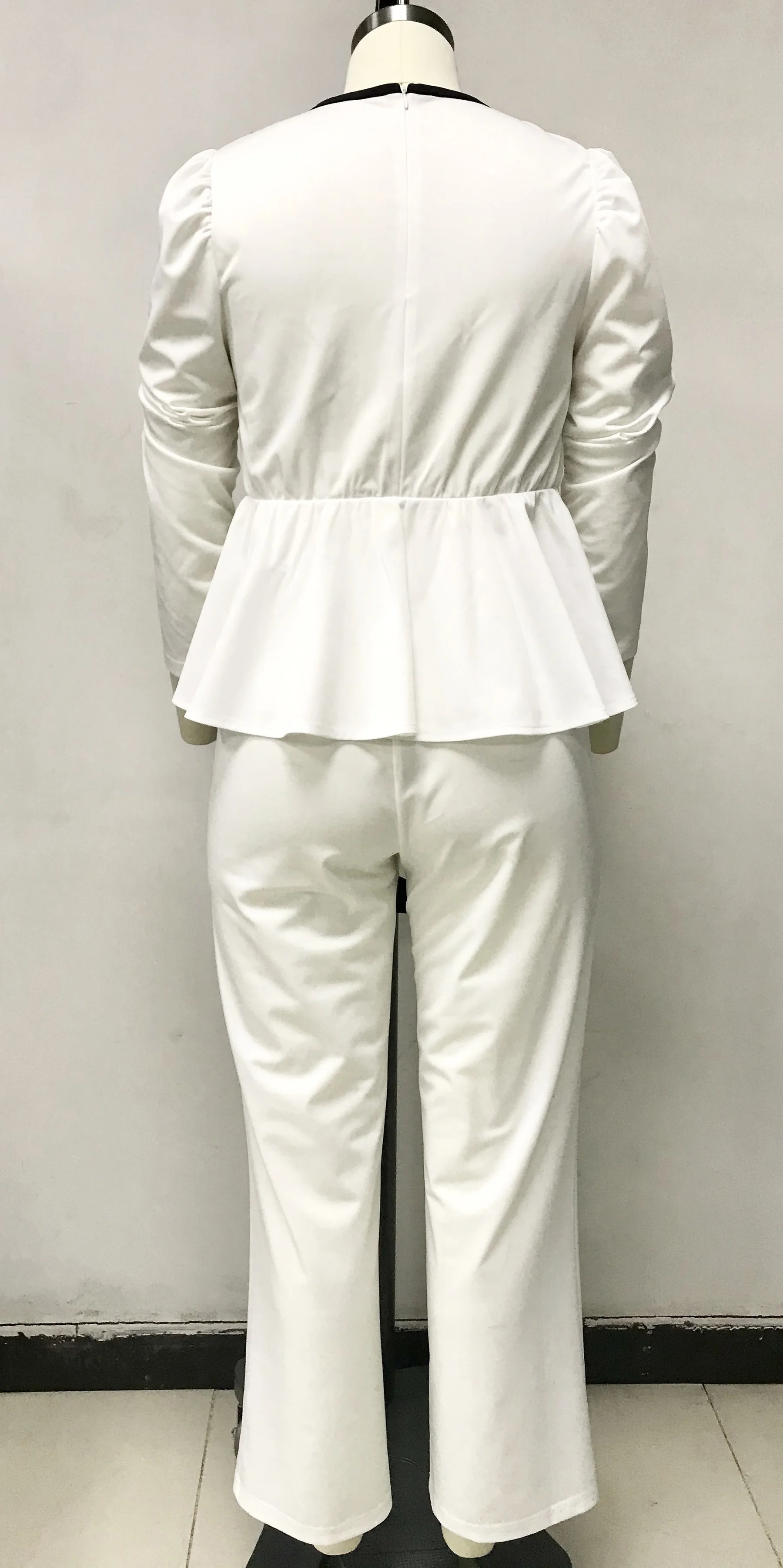 Plus Size Women's Suit New Fashion Large Women's Temperament Splice Mesh Top And Pants White Set Elegant Casual Female Clothes