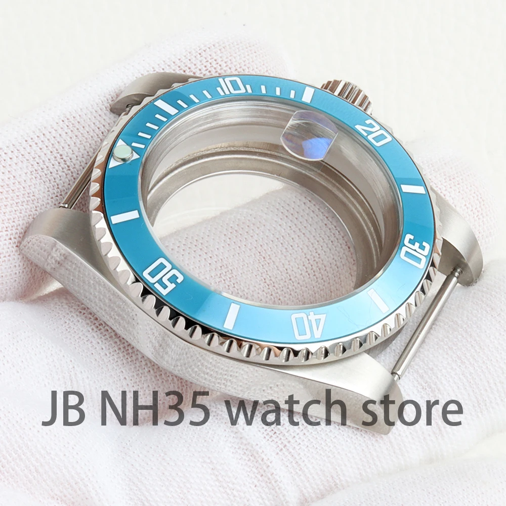 Фото Высокое качество Sub Bevel для Edge Sky Blue Nh34 Nh35 Nh36 Механизм 28,5 мм 29,2 мм Корпус для часов Мужской сапфир 40 мм Циклоп Плоские корпуса №5