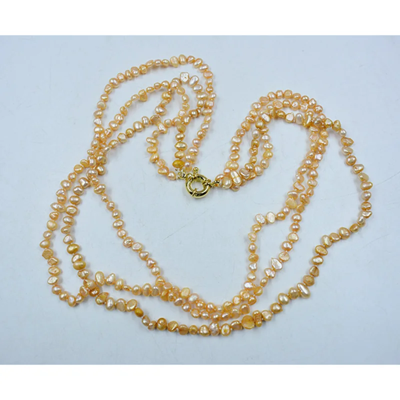 3-жильное ожерелье из натурального барочного жемчуга ААА 3 мм. Изысканные Женские