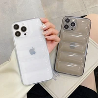fashion transparent down jacket phone case for iphone 13 12 11 pro max xs max xr 7 8 plus soft tpu clear puffer cover