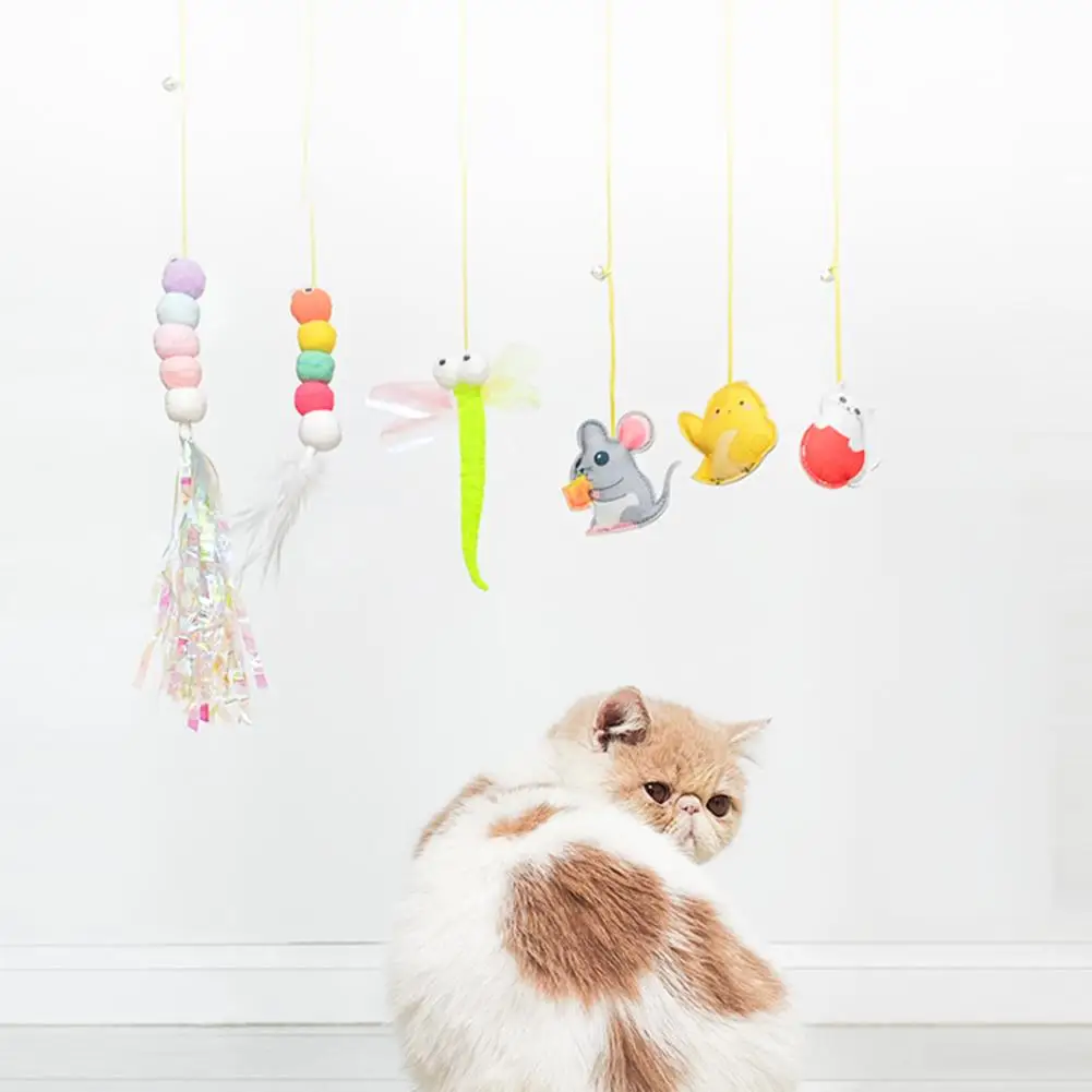 

Pet Playing Teaser Wand Toy Hanging Telescopic Adjustable Elastic Rope Decompression Toy Cat Supplies