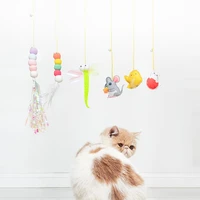 pet playing teaser wand toy hanging telescopic adjustable elastic rope decompression toy cat supplies