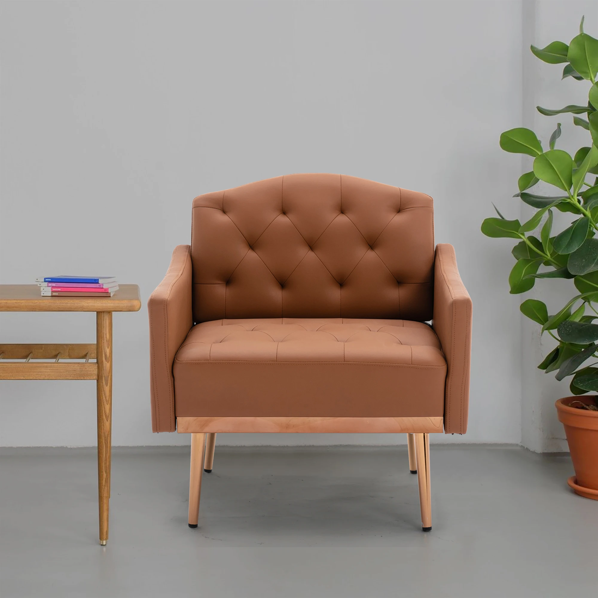 

(USA Stock)Accent Chair, Leisure Single Sofa with Rose Golden Feet