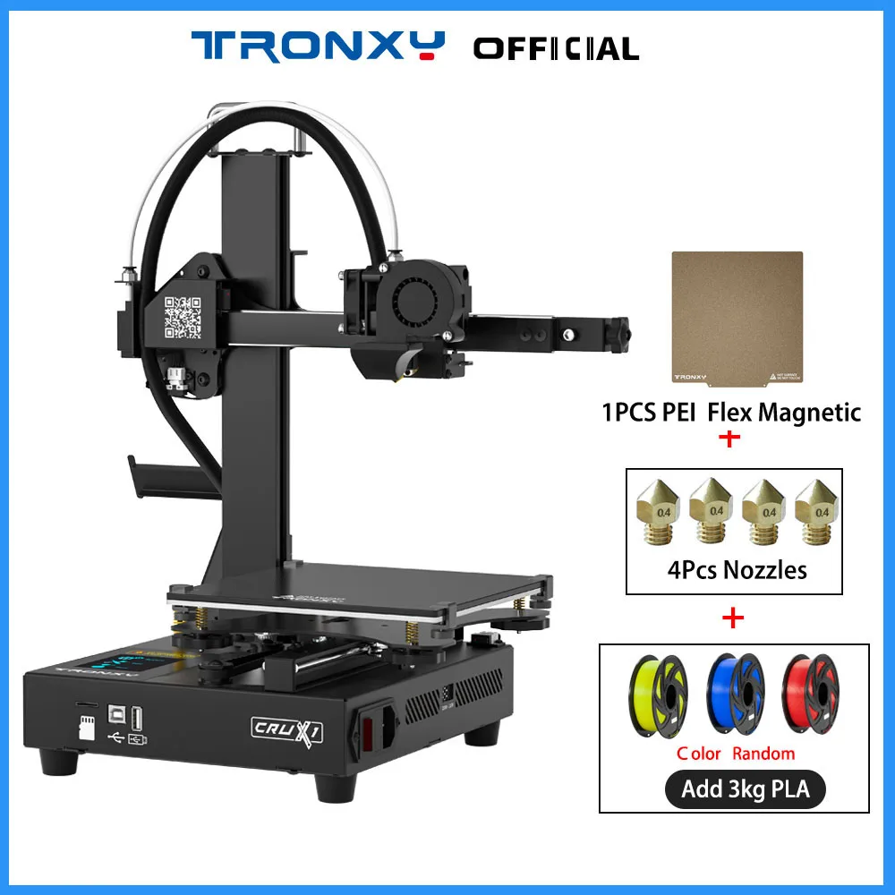 

3D-принтер Tronxy CRUX 1, FDM, двойная металлическая направляющая, прямой экструдер, продолжение печати после остановки, набор для 3d-печати, 180*180*180 мм