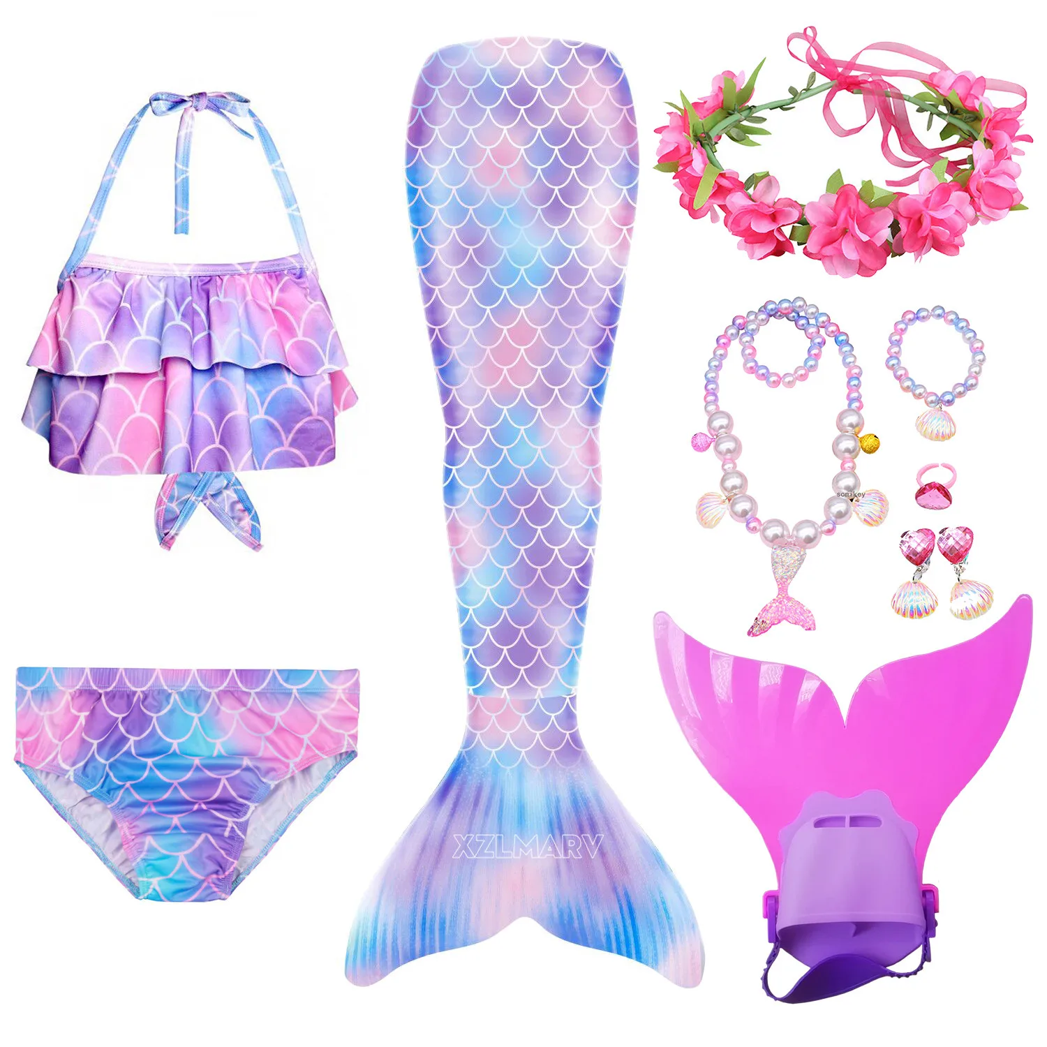 Детский костюм для косплея Русалочки Фэнтезийный Купальник девочек с хвостом