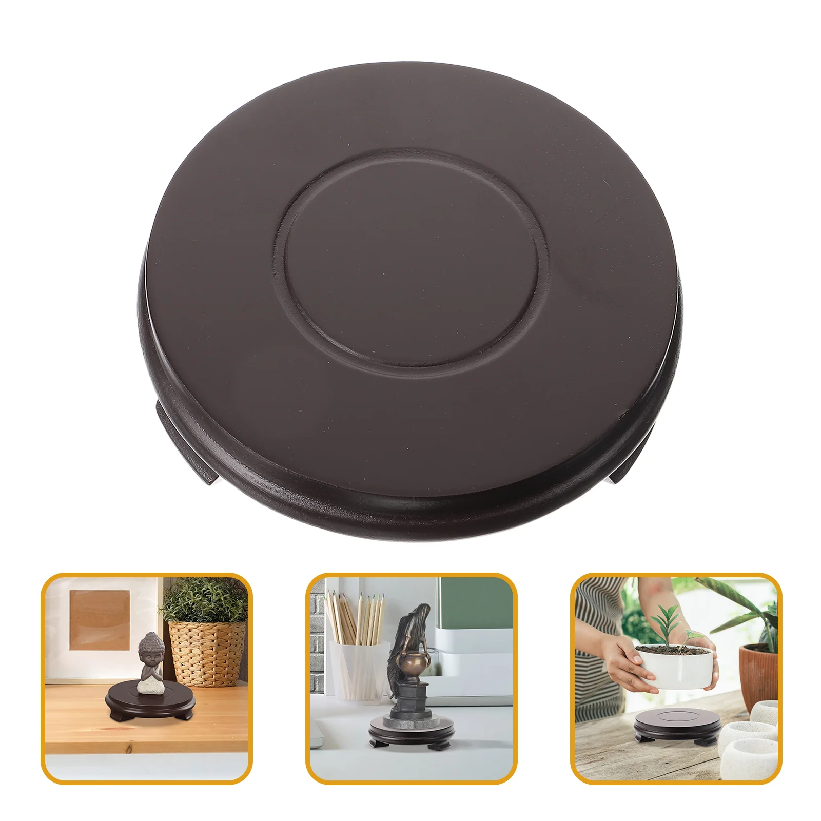 

Strange Stone Base Table Wooden Stands Display Circular Round Pedestal Vase