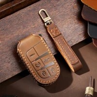 %c2%a0genuine leather 4 5 buttons smart key fob case cover for jeep cherokee wrangler compass renegade grand patriot grand keychain