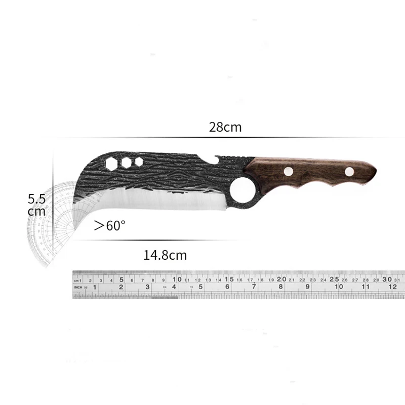 Кованый стальной нож для резки дерева бревен ветвей нарезки лагеря мясника
