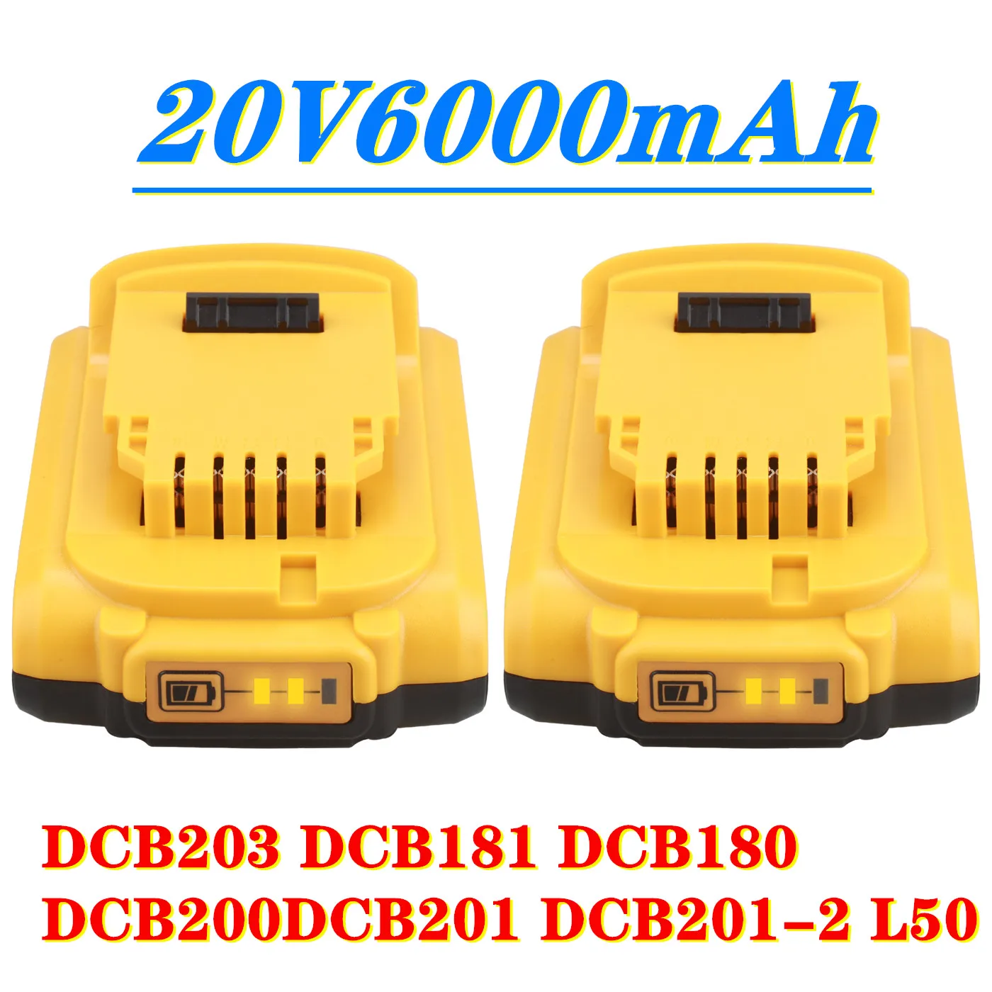 

20V 6000mAh DCB200 Li-ion Rechargeable Power Tool Battery For DEWALT DCB203 DCB181 DCB180 DCB200 DCB201 DCB201-2 L50