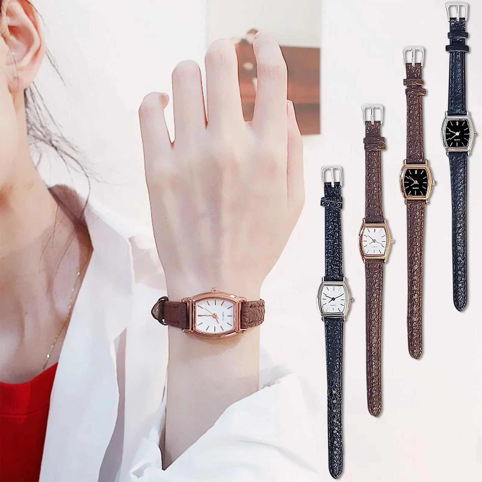 

Tonneau Watch for Women Luxury Simple Quartz Womens Watches Hot Fashion Ladies Wristwatch Female Retro Gold Reloj Mujer 2023