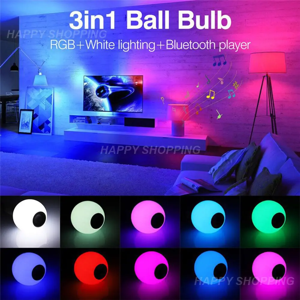 

Led Rgb Sound Box Musical Lights 12w Remote Control Dimmable Eye Protection Smart Home Home Bedroom Christmas Party Decor E27